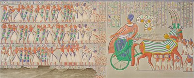 Bas-relief at Medynet-Abou, Palace of the Kings at Thebes, Volume I, plate 12, from 
